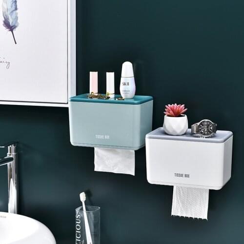 Toilet Paper Holder Waterproof Wall Mounted Toilet Roll Paper Tube Storage Box Tray Tissue Box Bathroom Shelves WC Accessories