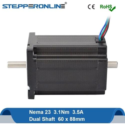 Dual Shaft Nema 24 Stepper Motor 3.1Nm 60x60x88mm 3.5A 4-lead Step Motor for CNC Milling Machine/ CNC Lathe Router
