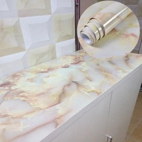 Eco-friendly Marble Vinyl Paster Wallpapers Self Adhesive Waterproof Wall Stickers Kitchen Cabinets Renovation Room Decor Papers