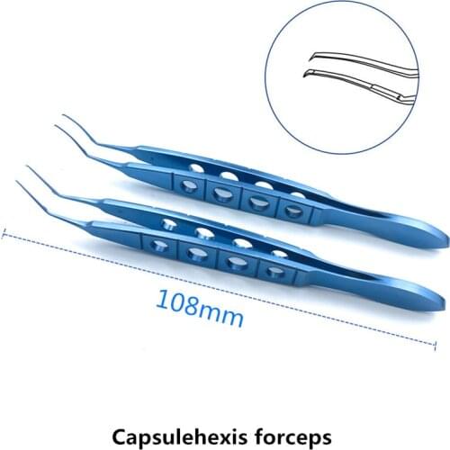 Nevyas Capsulorhexis Forceps Angled/Curved Titanium Cystotome Shapped Tips Pet Instruments
