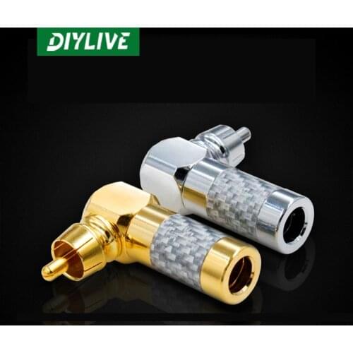 DIYLIVE Pure copper gold plated RCA Elbow aperture 7mm carbon fiber audio signal cable Lotus plug TV plug