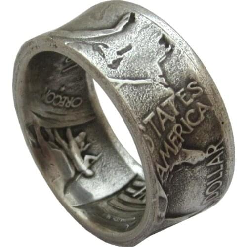 US 1926 Handcraft Coin Ring Made from Kennedy Half Dollar Silver Plated Copy Coins