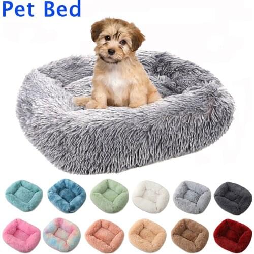 Square Super Soft Long Plush Dog Bed Warm Cat Mat Dog Beds For Large Dogs Puppy Bed House Nest Cushion Pet Product Accessories