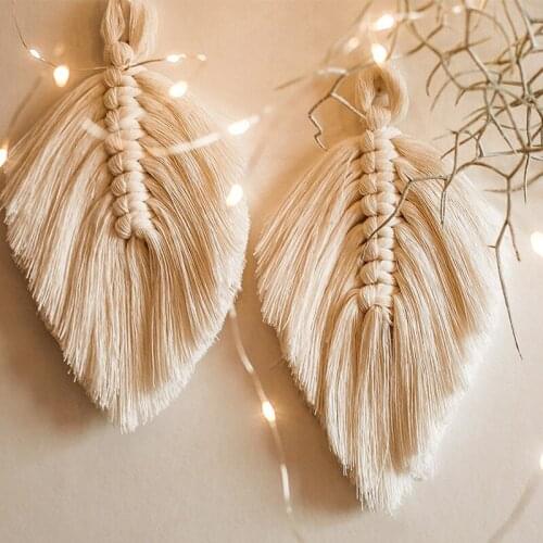 Macrame Wall Hanging Home Decoration Accessories Feathered Charm Car Wall Hanging Boho Decor Hand-woven Tapestry Wall Hanging