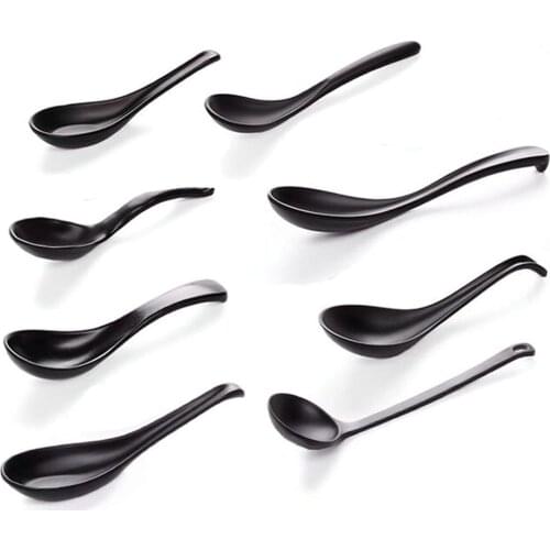 Matte Soup Spoon Black Ladle Spoon Japanese Style Hand-Pulled Noodle Tableware Anti-Fall Tortoise Shell Shaped Spoon #W0