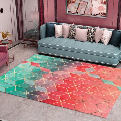 Cute Pink Geometric Carpet For Bedroom Coffee Table Rug Living Room Decoration For Girl Room Floor Mat Non-slip Women Room Rug