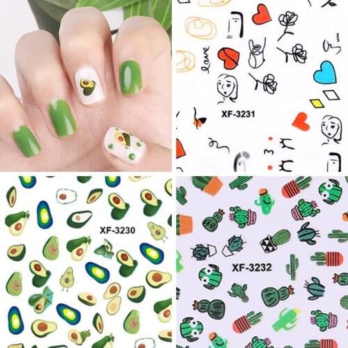 Avocado Nail Sticker Summer Design Butterfly Stickers for Nail Sliders Love Heart Design Lemon Sticker Paper Nails Accessories