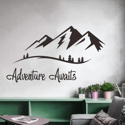 English Proverbs adventure awaits Wall Sticker for Living room study home decoration Mural Decals wallpaper mountain stickers