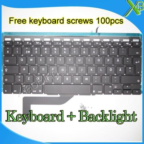Brand New For MacBook Pro Retina 15.4" A1398 SE Swedish Sweden keyboard+Backlight Backlit+100pcs keyboard screws 2013-2015 Years
