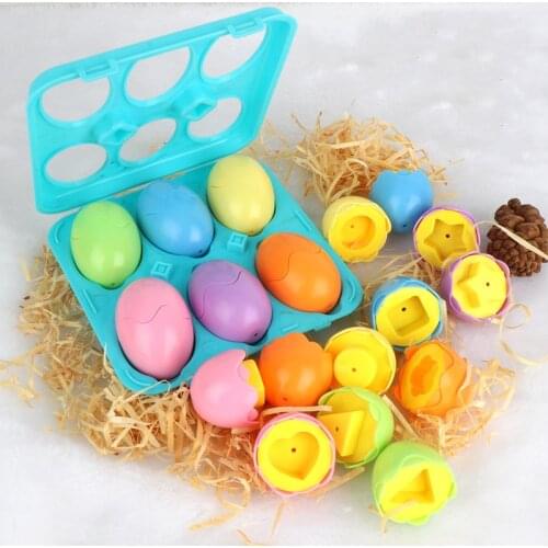 6PCS Montessori Learning Education Math Toys Smart Eggs 3D Puzzle Game For Children Popular Toys Jigsaw Mixed Shape Tools Box
