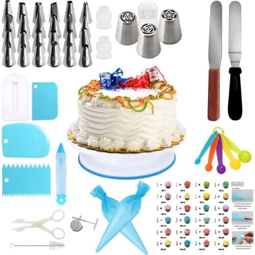 45 PCS Plastic Cake Plate Turntable Rotating Round Cake Stand Cake Decorating Rotary Table Kitchen DIY Pan Baking Tool