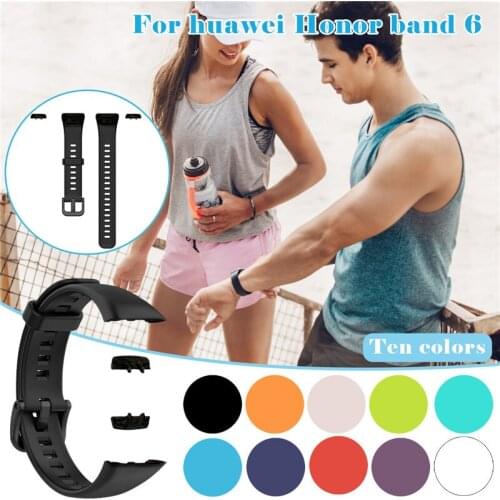 Band 6 Watch Strap Soft Silicone Sport Band Solid Color For Huawei Honor Band 6 Strap Smart Wristband Bracelet Replacement