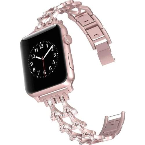Luxury Chain with Diamonds Replacement Strap for Apple Watch Series 5 4 44mm 42mm Wrist Bracelet Band for IWatch 1 2 3 40mm 38mm