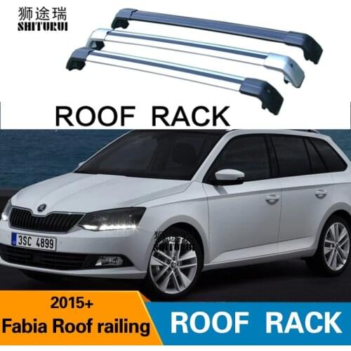 SHITURUI 2Pcs Roof bars For SKODA Fabia Roof railing 2015+ Aluminum Alloy Side Bars Cross Rails Roof Rack Luggage Carrier