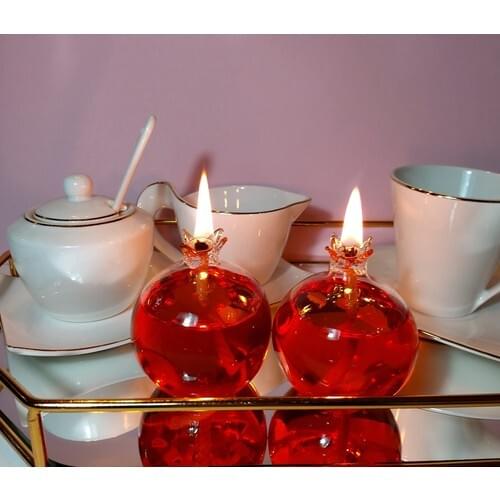 Viyale Store Pomegranate Model Glass Oil Lamp Dual Set