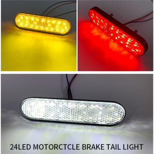 3 Colors 12V 24LED LED Motorcycle Turn Signal Light Motorcycle Reflector Tail Brake Turn Signal Light Lamp Side Warning Lights