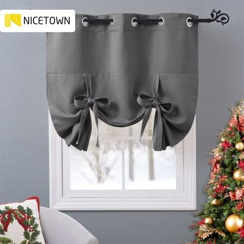 NICETOWN 1PC Tie up Grommet Blackout Curtain Drapery Home Decoration Accessories Sun Shade Fabric Curtain for Kitchen Window