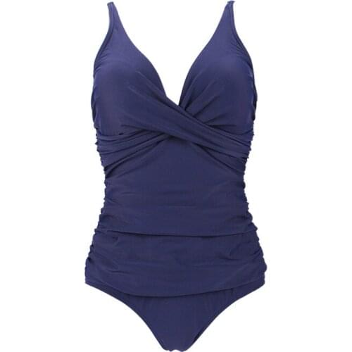 Triangle one-piece swimsuit womens shoulders European and American sexy one-piece pleated swimwear open back