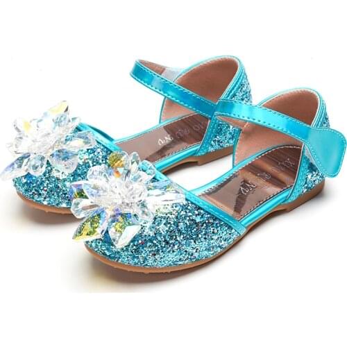 Metallic glitter girls flat D'orsay rounded toe flowergirl dress shoes rhinestone bow pink silver blue princess party school