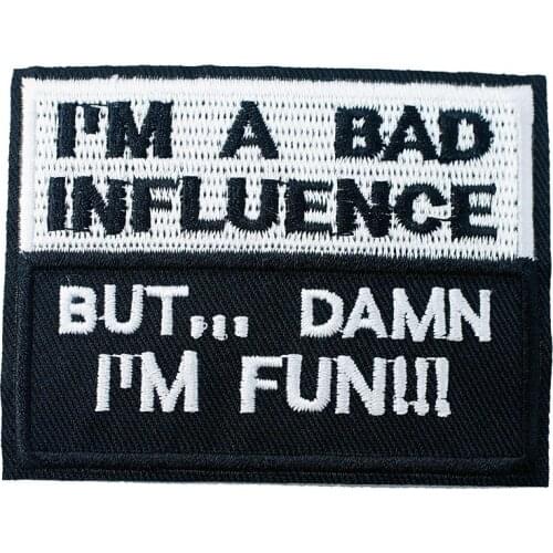 I'M A BAD ... Size:6.0x7.8cm DIY Embroidery Badge Applique Clothes Ironing Clothing Sewing Supplies Decorative Badges