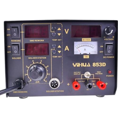 YIHUA-853d Hot air welding table three-in-one hot air welding table with power supply of 30V 5A AC220V/110V
