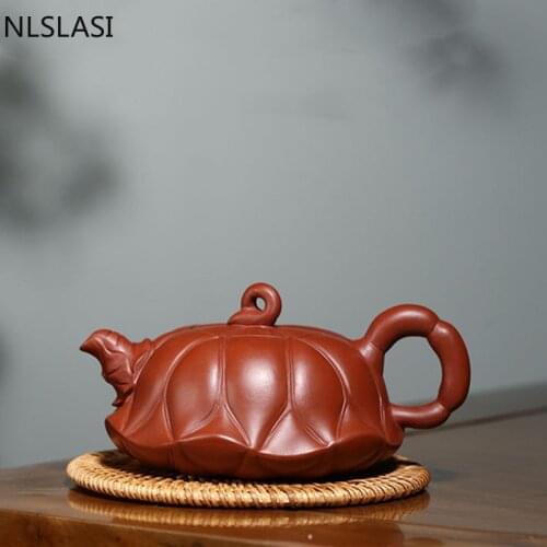 Yixing Boutique Tea Pot Lotus leaf Purple Clay Teapots Handmade beauty kettle Chinese Tea ceremony Dahongpao Customized 220ml