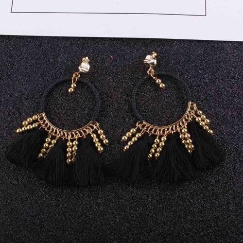 Tassel Clip on Earrings for Women Fashion Wedding Party Statement Bohemian Earings Long Vintage Fringe Cheap Gift Jewelry