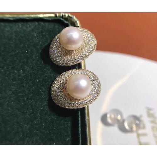 Girls Jewelry 925 Sterling Silver Earrings Findings Settings Base Mountings Parts Mounts for Pearls Agate Crystal Stones Jade