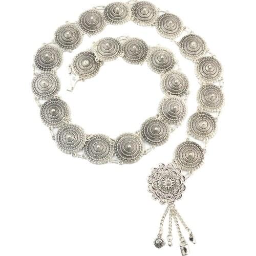 Tribal Turkish Belt Waist Chains Dress Women color Metal Cap Flower Belly Dance Body Chains HIppie Festival Jewelry Gypsy Boho