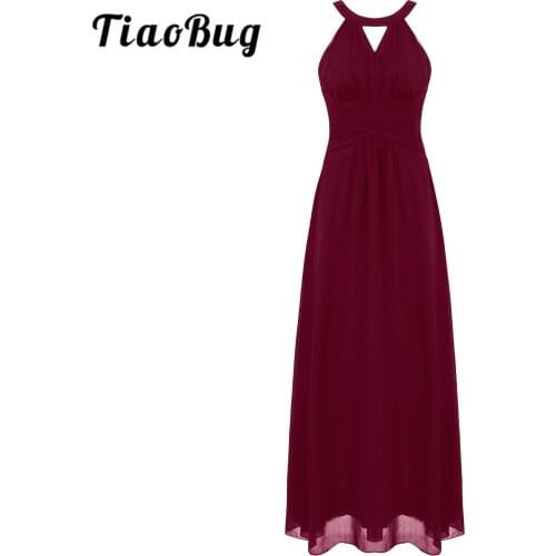 Womens Elegant Maxi Dress Halter Sleeveless Pleated Bridesmaid Dresses Wedding Party Women Chiffon Long Dress Abendkleider