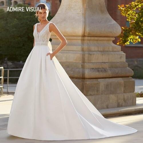 New Arrive Wedding Dress For Bride A-Line V-Neck Neckline Lace With Bow Custom Made Plus Size Bride Gown Vestidos De Novia