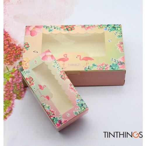 100PCS Window Candy Gift Box Flamingo Birthday Wedding Party CupCake Chocolate Food Baking Package Box Paper Decorating Suppiles
