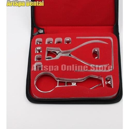 1set 12pcs Dental Rubber Dam Kit Stainless Steel Dental Surgical Instruments