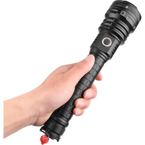 200000lm XHP90 Portable LED Flashlight Tactical Waterproof Torch 5 Lighting Modes Zoom Built-in Lamp Use 26650 Battery