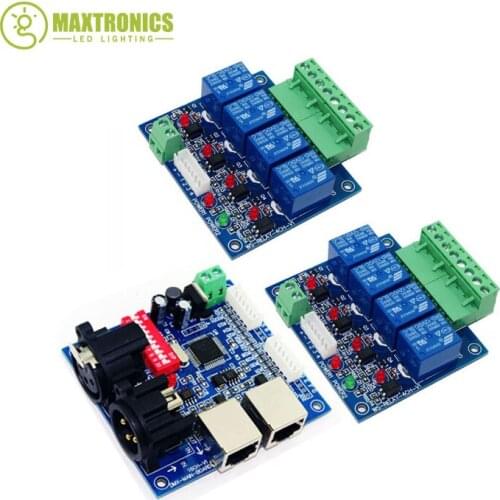 2x4CH Relay switch dmx512 Controller, 1xDMX512 XRL RJ45, relay output,DMX relay control,4way relay switch(max 10A)
