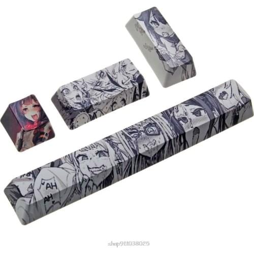 4Pcs Japanese Anime PBT Space Keycaps Ahegao Keycaps 6.25U ESC Spacebar Caps For Mechanical Keyboard Switches Keycaps Mar17 21