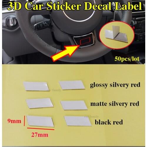 Good Quality for Audi for sline RS 50pcs Car Steering Wheel Sticker Aluminium 3D Auto Emblems Badge Sticker Decals 27mmx9mm