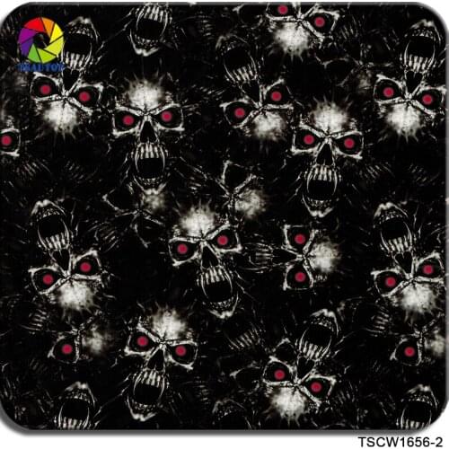 Free shipping 0.5m*2m/10m red eyes skull TSKW1656-2 Liquid Print Film Aqua Transfer Printing Hydrographic Film