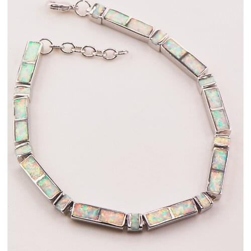 White Fire Opal 925 Sterling Silver Bracelet P85 8" Free Ship High quantity Factory price