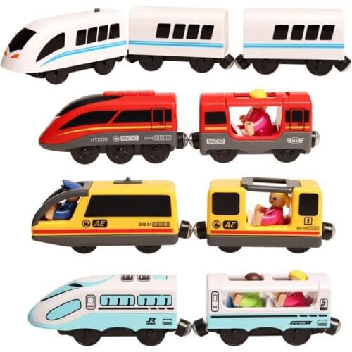 Kids Railway Toy Locomotive Magnetically Connected Electric Small Train Toy Compatible With Wooden Track for Children
