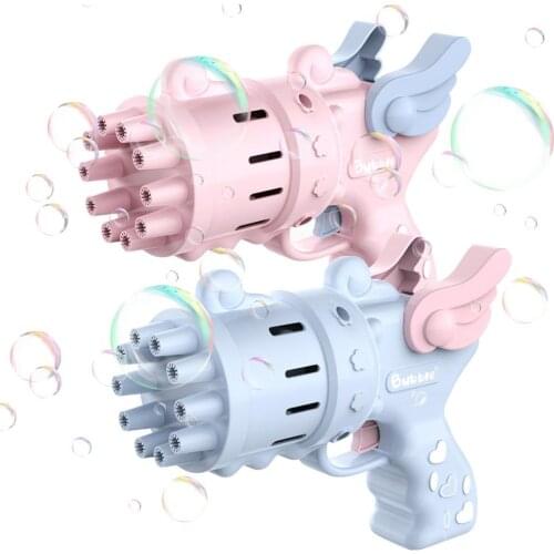 Kids Gatling Bubble Gun Toys Summer Automatic Soap Water Bubble Machine Summer Safe Large 10 Holes Bubble Maker
