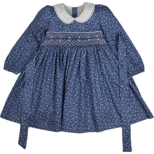 Kids girls dress with smocking 2020 smocked dresses for little girl elegant princess vintage floral dress summer children outfit