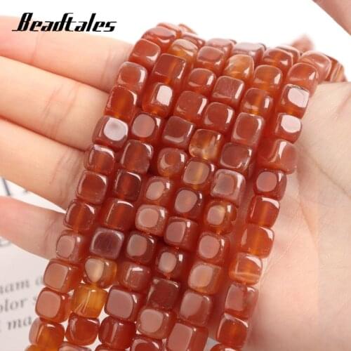 Smooth Cube Square Beads Natural Stone Agates Beads Loose Spacer Beads For Jewelry Making DIY Charms Bracelet Necklace 15'' 8mm