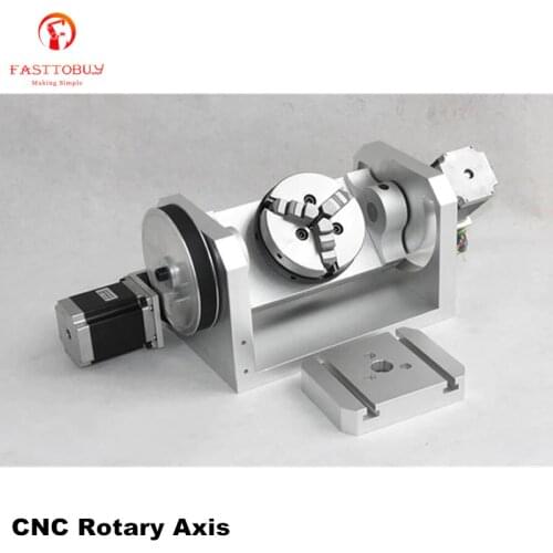 K01 3 Jaw Chuck CNC Rotary Axis CNC Dividing Head 5th A axis Ratio 6:1 with 2pcs Nema23 3A Stepper Motors for CNC Router New