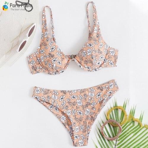 Para Praia 2021 Sexy Brazilian Bikini Set Swimwear Small Floral Women Swimsuit Female Bathing Suit Underwire Biquini Beachwear