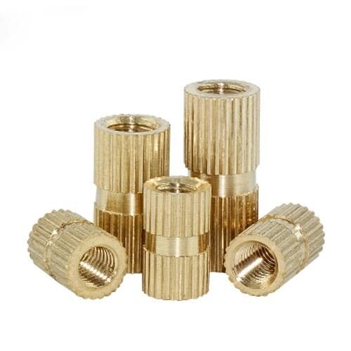 M4 Double Through Nuts Brass Insert Injection Column Embedded Pillar Knurled Nut 5-6mm Outside Diameter 10-16mm Length Sleeves