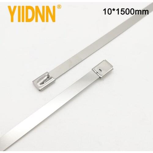 Metal Cable Zip Ties, 100Pcs 10*1500mm Stainless Steel Ties, Heavy Duty Self-Locking Strap Ties