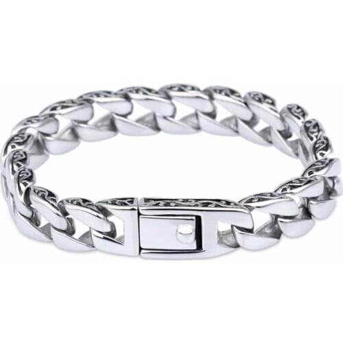 HAOLYNJOY Fashion Long Link Chain Bracelets For Men Stainless Steel High Polished Shiny Bike Chain Biker Bracelet Jewelry