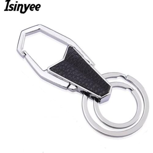 ISINYEE Fashion Leather Metal Key Chains For Women Men Cars Bags Silver Keyrings Keychain Holder Jewelry Best Fathers Day Gifts