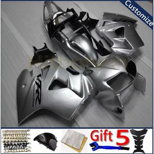 Motorcycle bodywork kit For VFR800 1998 1999 2000 2001 VFR 800 ABS plastic Fairing kit silver